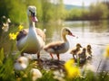 Goose and goslings Made With Generative AI illustration