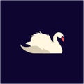 Swan silhouette logo design swimming in the lake