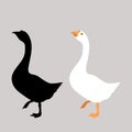 Goose vector illustration flat style front side black Royalty Free Stock Photo