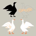 goose vector illustration style Flat black silhouette Royalty Free Stock Photo