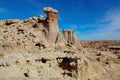 Toadstool Mushroom Hoodoos on the Trail in Gooseberry Badlands Recreation Area in Wyoming in the Fall. Royalty Free Stock Photo