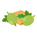 Gooseberry dessert icon isometric vector. Ripe green gooseberry and fruit cookie