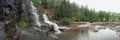 Gooseberry Falls Waterfall from the side in Summer, Panorama/Banner Royalty Free Stock Photo