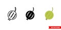 Gooseberry icon of 3 types color, black and white, outline. Isolated vector sign symbol