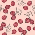Gooseberry seamless vector pattern. Indian gooseberry Malacca tree, or gooseberry. Edible fruit. Good for backdrop, textile