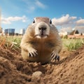 Satirical Cartoon Style: Ground Squirrel Captivating The Camera