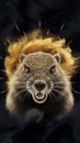 A gopher with a dynamic and abstract style, capturing its fierce expression and piercing eyes