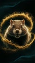 A gopher with a dynamic and abstract style, capturing its fierce expression and piercing eyes