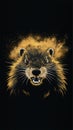A gopher with a dynamic and abstract style, capturing its fierce expression and piercing eyes