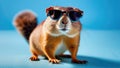 Gopher with glasses on blue background. Space for text, free space. Royalty Free Stock Photo