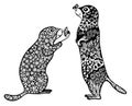 Two gophers. Stylized groundhog silhouette filled with herbs and flowers.