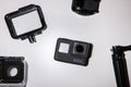GoPro HERO 5 action camera with accessories Royalty Free Stock Photo