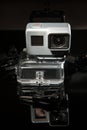 GoPro HERO 5 action camera with waterproof case Royalty Free Stock Photo