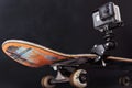 GoPro Hero5 fixed on professional skateboard