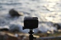 Gopro with the sea in Nam Du Royalty Free Stock Photo