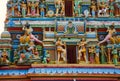 Gopuram with statues of hindu gods in Negombo Royalty Free Stock Photo