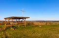 Gora Strekowa hill with bunker ruins and memorial of Captain Raginis, World War 2 military commander at Narew river in Poland Royalty Free Stock Photo