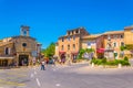 GORDES, FRANCE, JUNE 24, 2017: View of a central square in Gordes village in France Royalty Free Stock Photo