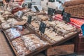 Gordes, Provence-Alpes-Cote d`Azur, France, September 25, 2018: Farm sausage and deli meats