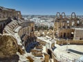 The Gordian Amphitheater in El Jem. Tunisia. View on town.