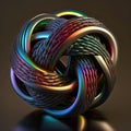 Complex 3D Render Knot Made of Iridescent Metal Cable - Generative AI Royalty Free Stock Photo