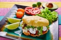 Gordita mexican taco filled with pastor meat Royalty Free Stock Photo