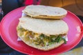 Gorditas de maiz stuffed with chicharrÃÂ³n. traditional mexican food