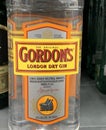 Marinette,WI/USA- Nov9,2019: Gordon`s is a brand of the world`s best selling London Dry gin. It is owned by the British spirits co