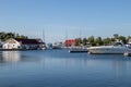 Gore Bay, Ontario, Canada - August 2, 2021: Marina at Gore Bay full of boats on a summer day on Manitoulin Island