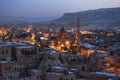 Goreme town on evening time in Cappadocia, Central Anatolia,Turkey Royalty Free Stock Photo