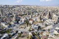 Goreme town located among amazing fairy chimney rock formations in Cappadocia region of Turkey Royalty Free Stock Photo