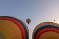 Details of traditional multicolored   hot air balloons Royalty Free Stock Photo