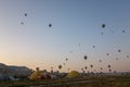 Large group of multicolored  hot air balloons in the sky Royalty Free Stock Photo