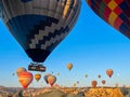 Goreme, Turkey, August 13th 2022 The view of beautiful baloons over Goreme