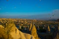 Goreme, Turkey: The great tourist attraction of Cappadocia - balloon flight at sunrise. Cappadocia is place to fly with hot air Royalty Free Stock Photo