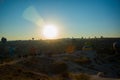 Goreme, Turkey: The great tourist attraction of Cappadocia - balloon flight at sunrise. Cappadocia is place to fly with hot air Royalty Free Stock Photo