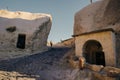 Goreme, Turkey - March 2023 Street with old houses and cave hotels in Goreme, Cappadocia, Turkey