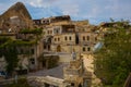 GOREME, TURKEY: Old rocks that serve as houses and hotels for tourists. Goreme is town in Cappadocia, Nevsehir Province, Central