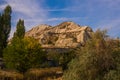 GOREME, TURKEY: Rock houses and churches in Goreme national Park. Fairy Chimney Royalty Free Stock Photo