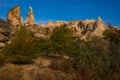 GOREME, TURKEY: Rock houses and churches in Goreme national Park. Fairy Chimney Royalty Free Stock Photo