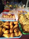 Photo Gorengan, tahu or tofu, tempe, and kikil, street food fried snack indonesia