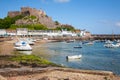 Gorey harbour and Mont Orgueil Castle in Jersey