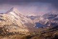 Gorg Blau and Tramuntana mountains, sun and blue skies with low clouds, Tramuntana, Mallorca, Spain Royalty Free Stock Photo