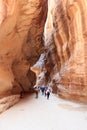 Gorge canyon Siq at ancient city of Petra, Jordan Royalty Free Stock Photo
