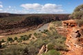 Gorge and valley with Murchison Riven in Kalbarri National Park viewed from famous Nature Window