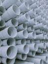 Gorgeous abstract closeup view of bluish gray industrial plastic communication pipes, tubes Royalty Free Stock Photo