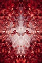 Gorgeous Abstract Floral Mirror Pattern From Red Leaves And Dew On The Web