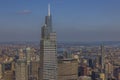 Gorgeous aerial view of densely built-up skyscrapers of Manhattan and Hudson river. New York, Royalty Free Stock Photo