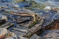 Gorgeous amazing fragment of view of natural stone rock surface background in lake water