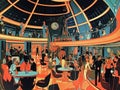 Gorgeous androids dance in futuristic nightclub